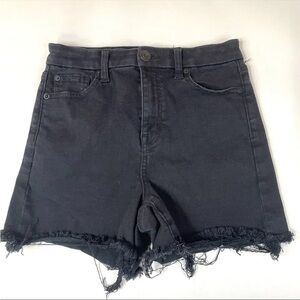 American Eagle Women’s 4 Curvy Hi Rise Shortie Shorts Black Jean Stretch #0751
